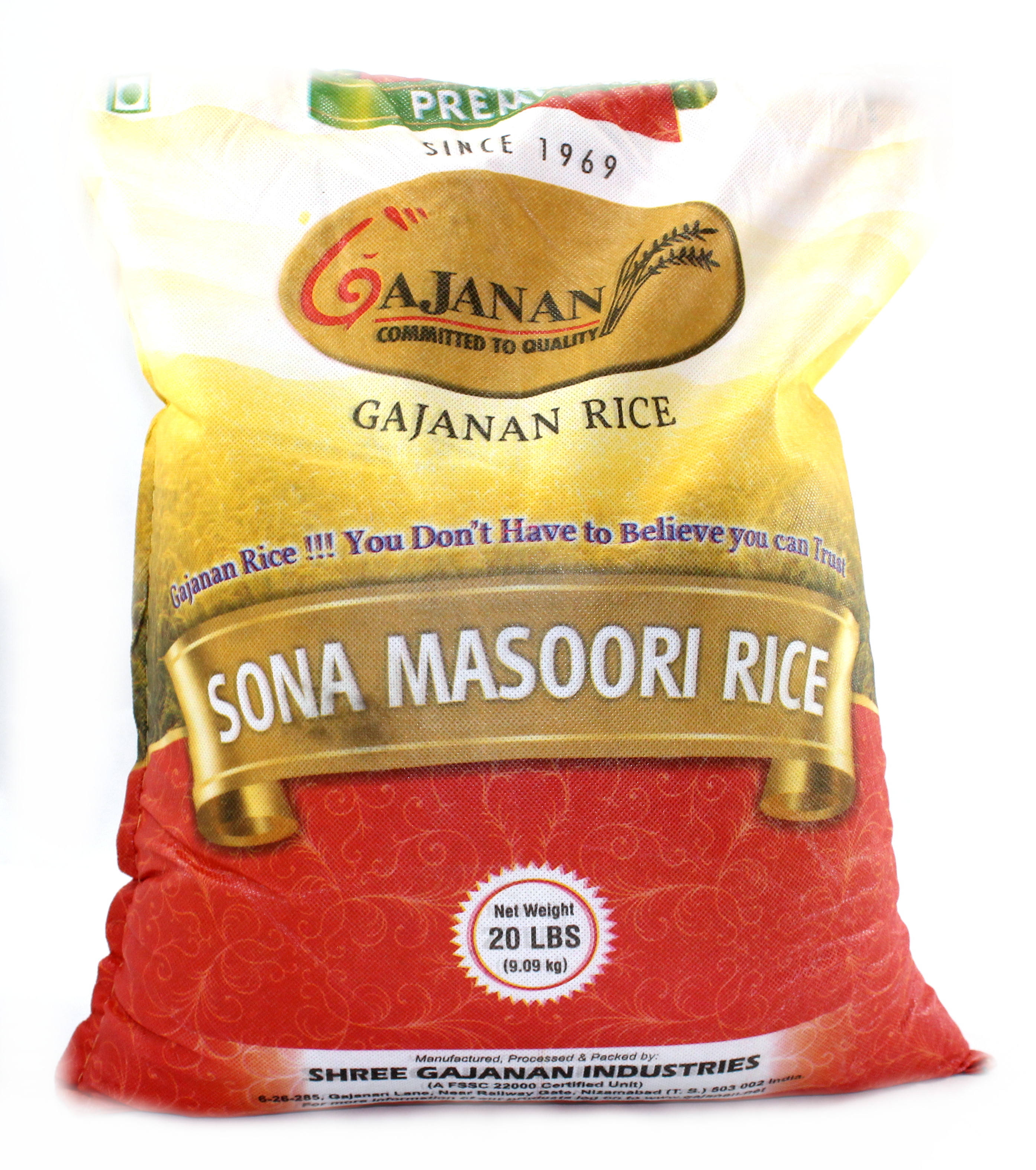 SONA MASOORI RICE GAJANAN Indiabazaar