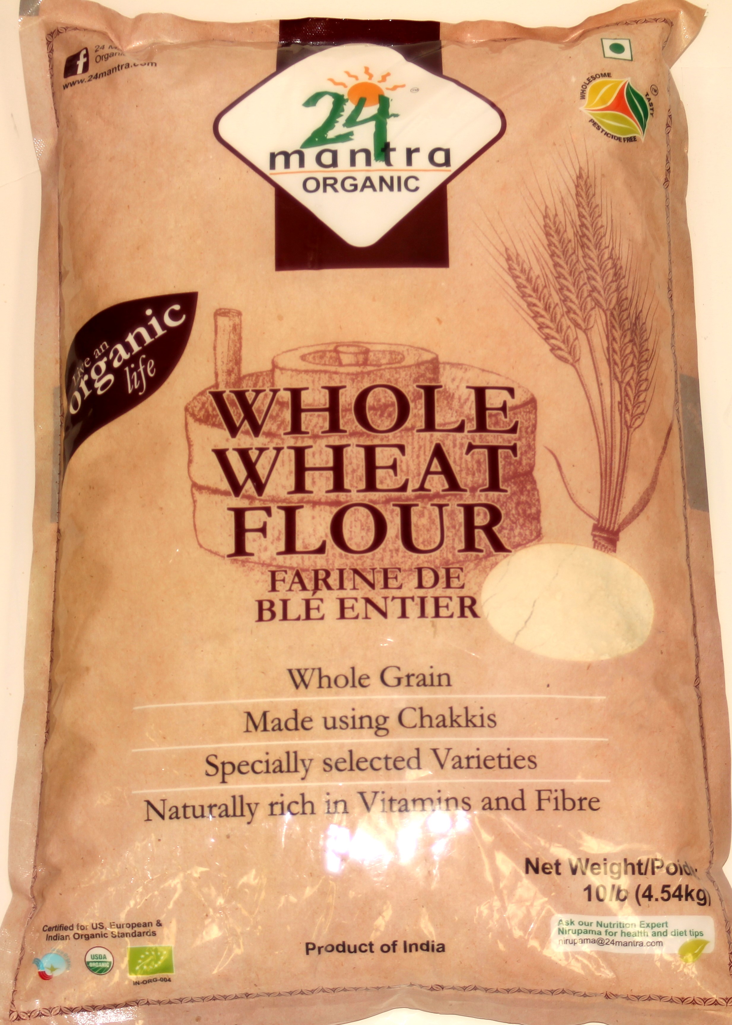 Organic Whole Wheat Flour (Atta) - 10 Lbs (8904083512400)